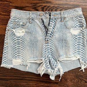 Blue revival jean shorts - worn once!